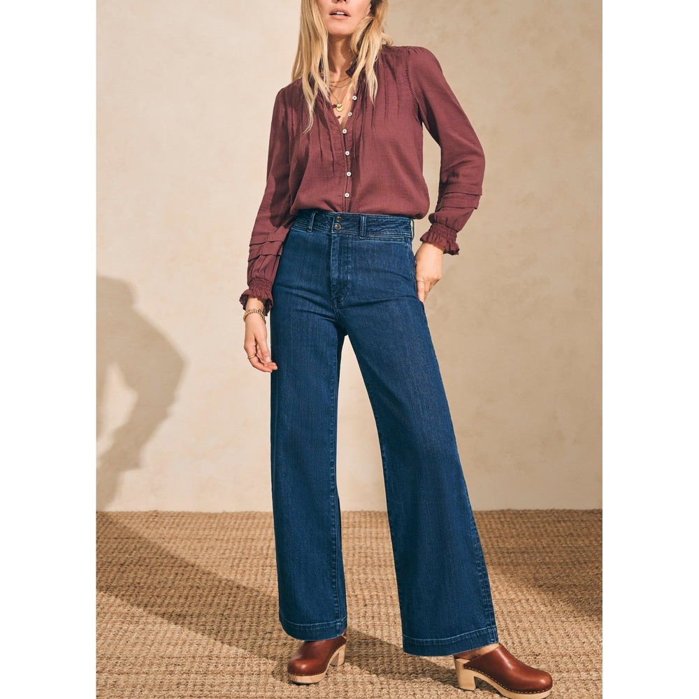 Faherty Willa Long Sleeve Blouse Catawba Grape Burgundy‎ S - Picture 3 of 14